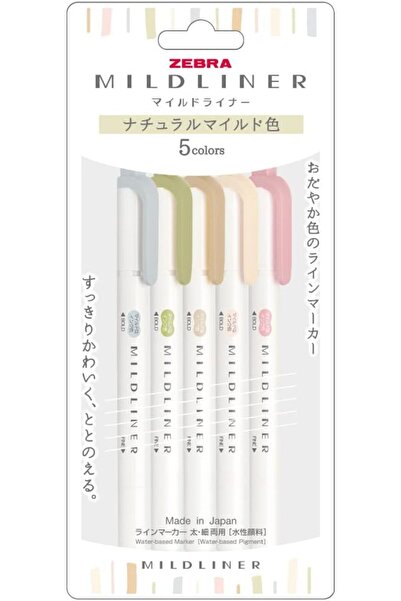 Generic Zebra Mildliner WKT7-5C-NTC Fluorescent Pen Set - Natural Mild Colour...