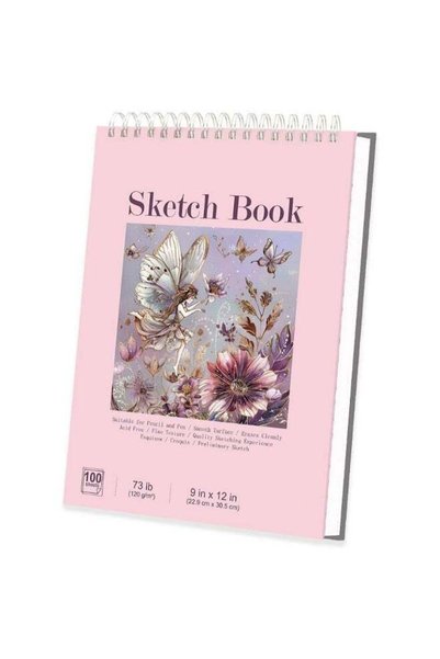 Generic Cute Sketchbook Pink, 9"x12" Sketch Book for Teen Girls, 100 Sheets G...