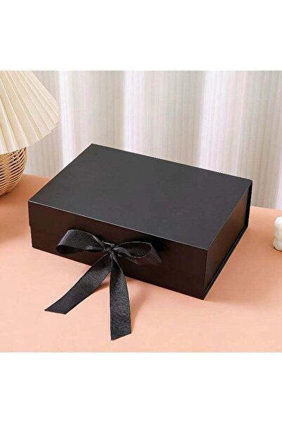 Generic Large Black Magnetic Folding Gift Box with Ribbon Lid 31.5cm x 26cm x...