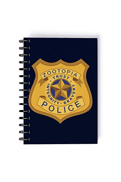Generic Zootopia Police Department Logo Printed Spiral A4 Notebook Blue/Yellow