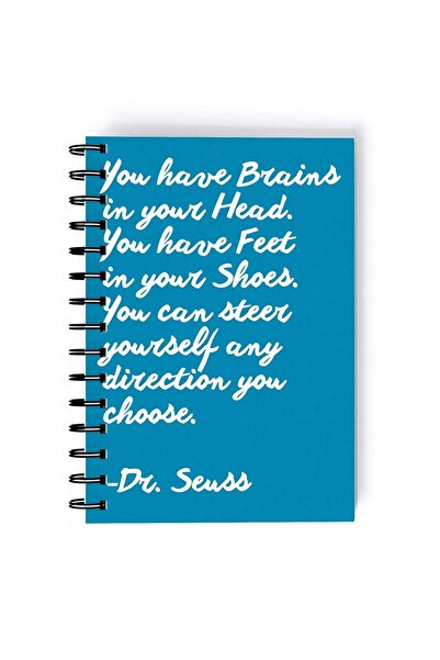 Generic Dr Seuss Face Printed Spiral A5 Notebook Blue/Orange/White