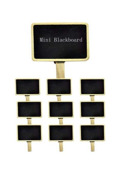 Generic 10 pc Mini Retangle Hanging Chalkboard with Wooden Blackboard Clip fo...
