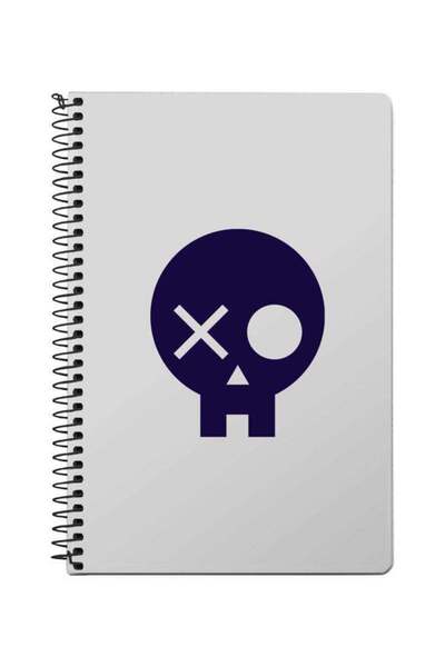 Generic A5 Skull Patch Printed Spiral Bound Notebook Grey/Blue