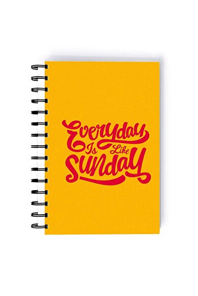 Generic Everyday Is Like Sunday Print Rectangle Spiral A5 Notebook Yellow/Red