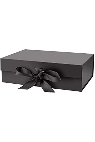 Generic Large Black Gift Box with Lid for Presents 13x9x4 Inch with Ribbon an...