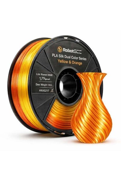 Generic RobotGCC PLA Silk Dual Color Yellow & Orange 3D Printer Filament, 1.7...