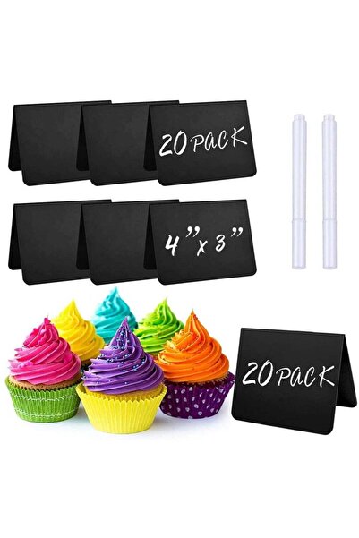 Generic 20 Pack Mini Chalkboard Signs for Food Labels, 4''x3'' Table Chalk Bo...