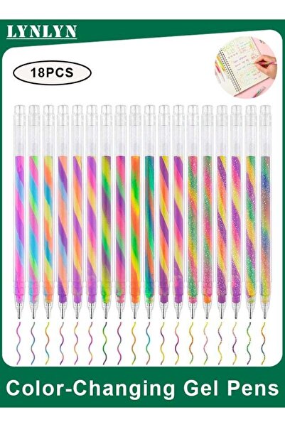Generic 18 Pack Color-Changing Gel Pens, Fine Tip, Transparent Barrel, Vibran...