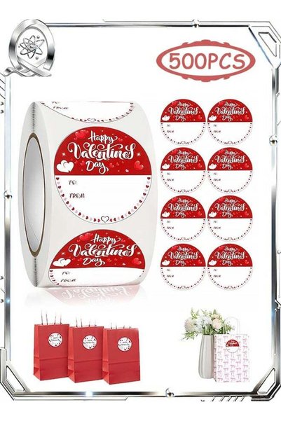Generic 500 PCS Valentine's Day Tag Stickers, Love Heart Gift Tags Label Stic...