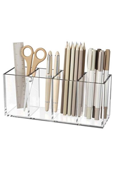 Generic Clear Acrylic Makeup Brush Organiser, 4 Compartments, Desktop Cosmeti...