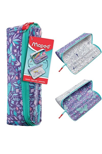 Generic Double Sided Pencil Case With Zipper Closure Shiny Butterfly