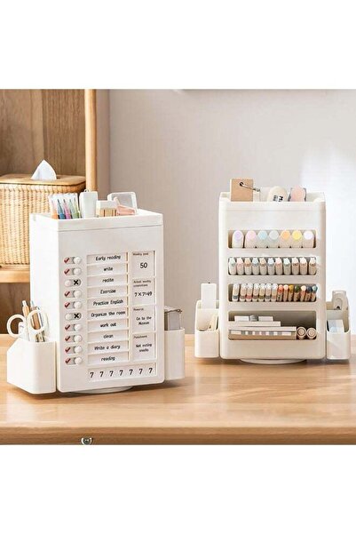 Generic Rotatable Pen Holder, Plastic Desk Organizer with 360° Rotating Base ...