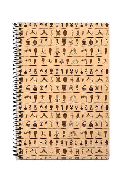 Generic Tribal Hieroglyphics A5 Spiral Notebook Beige