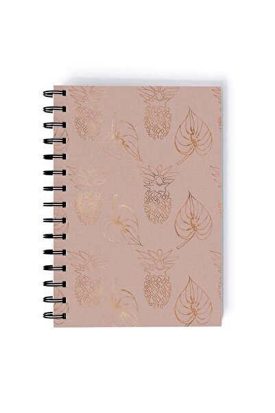 Generic Spiral A5 Notebook Pineapple Pattern Beige and Brown Aesthetics