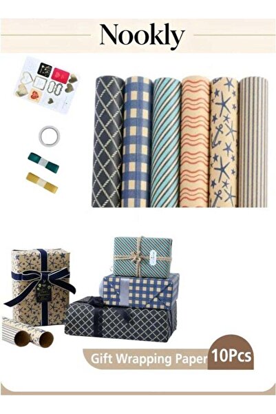 Generic 10pcs Gift Wrapping Paper Set, Kraft Paper Sheets with Double-Sided T...