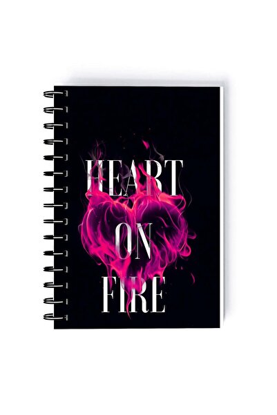 Generic Heart On Fire Design Rectangle Spiral A5 Notebook Multicolour