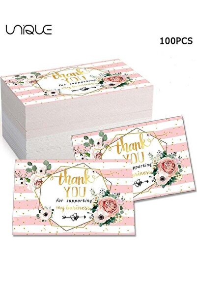 Generic 100 Pcs Card - 5*9cm Pink Thank You Postcard - Imitation Gold & Pink ...