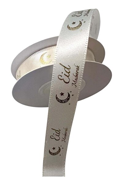 Generic Decorative Satin Ribbon for Eid Mubarak, 10 Yards Long, White Vanilla...