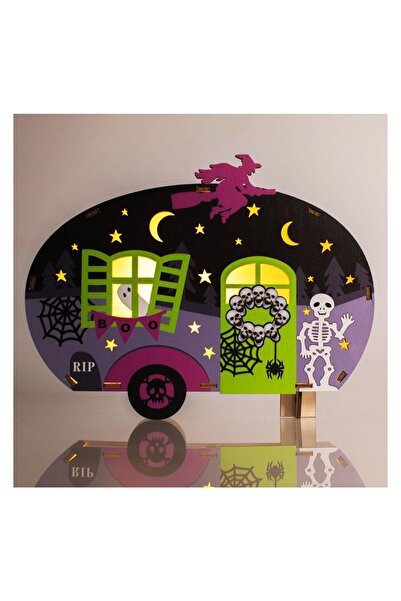 OEM Decorațiune din Lemn de Halloween Rulota cu Schelet de Vrăjitoare & Păian...