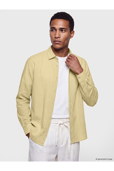 LC Waikiki Nevavm Farkıyla Lcw Vision Yellow Linen Look Plain Standard & Regu...