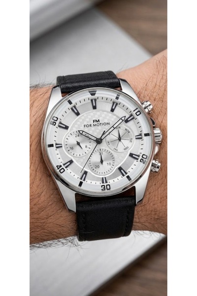 Formotion Fm.B08832.Fm Functions Active Steel Case Leather Cord Men's Wristwatch