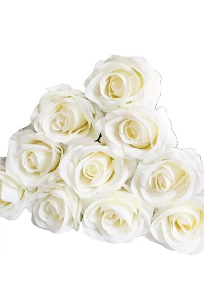 QGC Buchet de 9 trandafiri albi artificiali, tulpină de 51 cm, diametru floar...