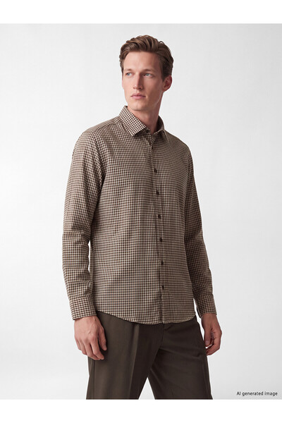 LC Waikiki Nevavm with Difference Southblue Brown Gabardine Plaid Standard & ...
