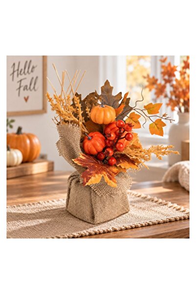 OEM Decoratiune de Toamna Ghiveci din Iuta cu Dovleci 20x11x25cm – decor vege...