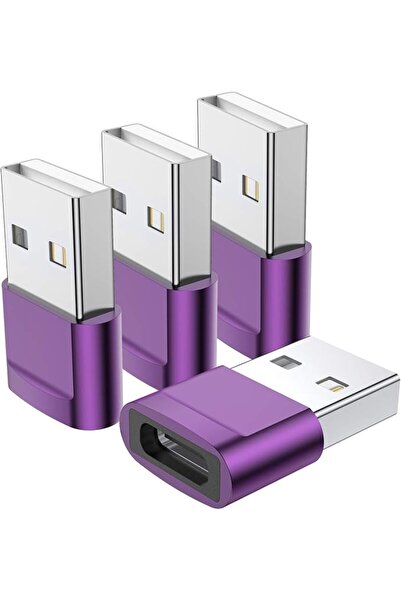 GENERAL محول USB-C أنثى إلى USB ذكر (3 قطع)، محول شحن من النوع C إلى USB-A لس...