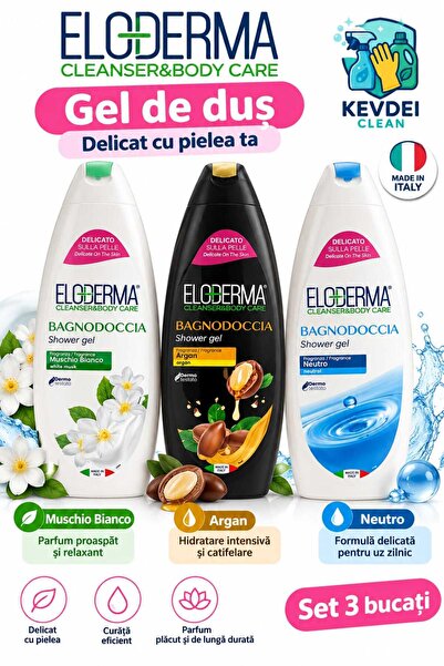 Eloderma Σετ 3 Αφρόλουτρα x 600 ml – Muschio Bianco, Argan και Neutro, Κατασκ...