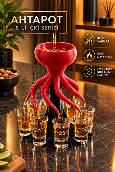 Ahtapot 8’li Shot Bardak Doldurucu | 44mm Bardak Tutuculu Parti & Bar Servis Aparatı |