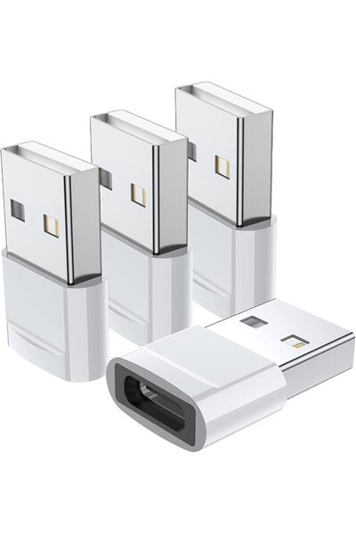 GENERAL محول USB-C أنثى إلى USB ذكر (3 قطع)، محول شحن من النوع C إلى USB-A لس...