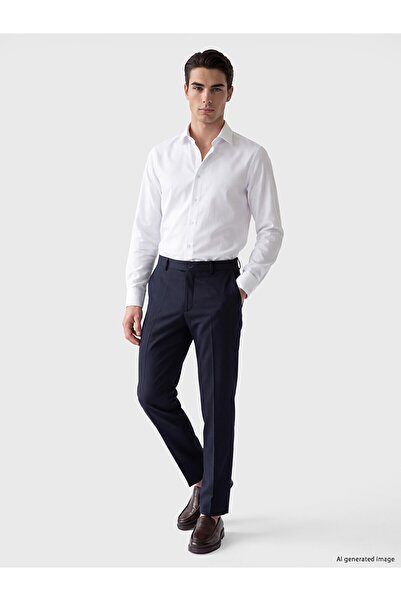 LC Waikiki Lcw Business Navy Blue Regular Fit Men's Trousers with Nevavm Diff...