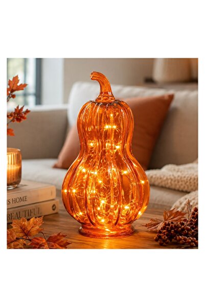 OEM Decoratiune de Toamna Dovleac din Sticla cu LED Ø12x21cm – ornament pentr...
