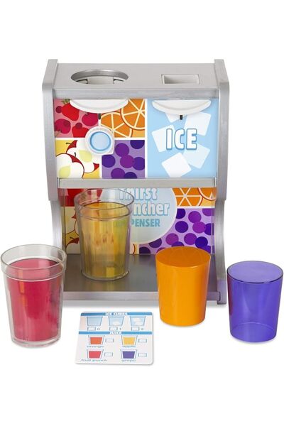Melissa & Doug Wooden Thirst Quencher Drink Dispenser With Cups, Juice Insert...