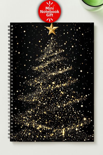 BLACKONECLASS New Year Themed A5 Metal Spiral Unlined Cardboard Cover New Year Themed Notebook