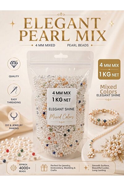 PEARL 1 kg Premium Pearl Mix 4mm Pearl Beads Sequins Special Mix