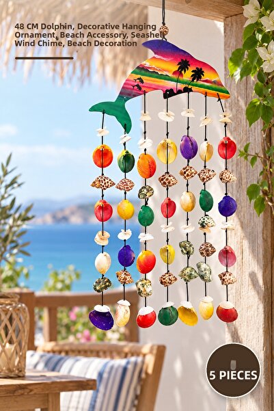 Yenilig 5 Pieces Seashell Fish Wind Chime – 48 cm Length, Decorative Hanging ...
