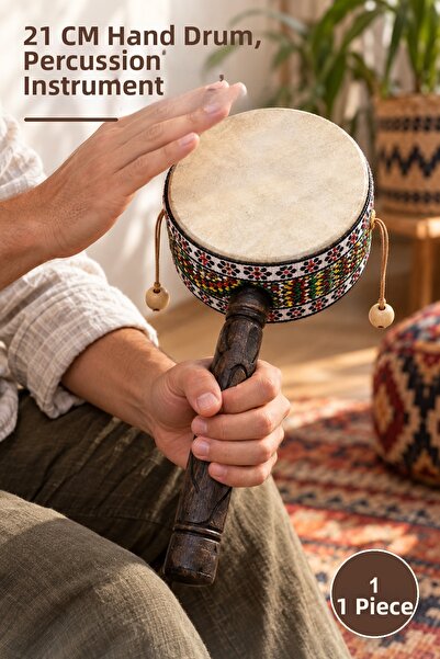 Yenilig 1 Tamtam din piele – Instrument de percuție portabil de 21 CM, tobă, ...