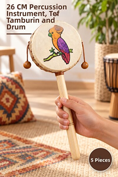 Yenilig 5 bucăți Tamtam din piele – Instrument de percuție de 26 CM, Tamburin...
