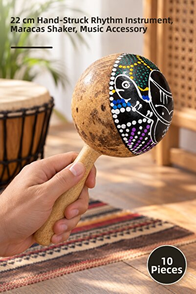 Yenilig 10 Pieces Maracas – 22 cm Length Handheld Percussion Instrument, Mara...
