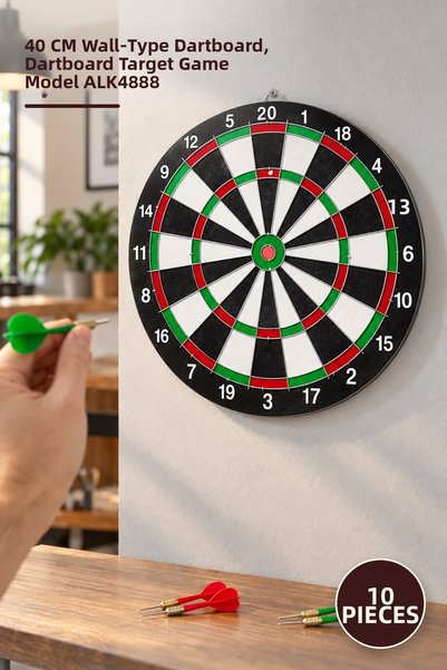 Yenilig 10 Pieces Wall Hanging Dart Game – 40 cm Wall Mounted Dartboard, Dart...