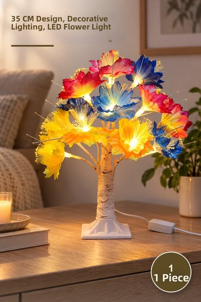 Yenilig 1 قطعة زهرة LED زخرفية - تصميم 35 سم، إضاءة زخرفية، إضاءة زهرة LED، ض...