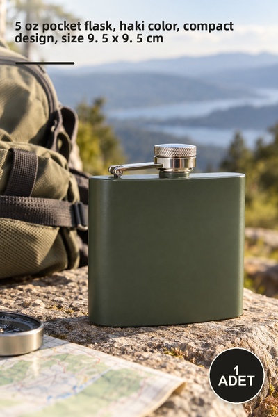Yenilig 1 Piece Flask – 5 oz Pocket Flask, Flask, Khaki Color, Compact Design...