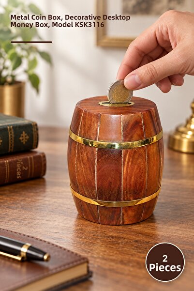 Yenilig 2 cutii de bani din alamă – cutie de bani din metal, pușculiță decora...