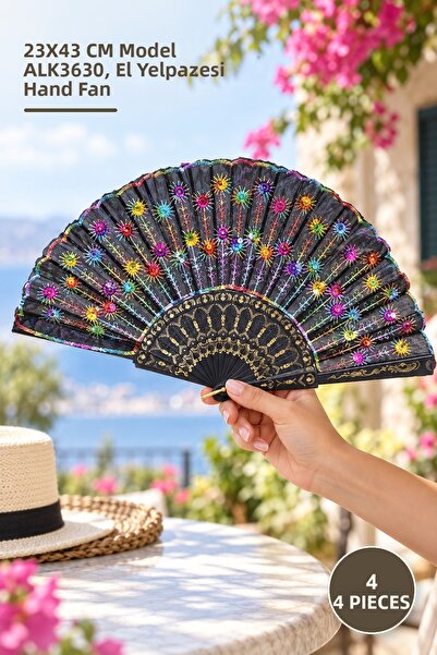 Yenilig 4 Pieces of Plastic Fan – 23X43 cm Model Alk3630, Hand Fan