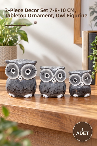 Yenilig 1 Piece Wooden Owl Figure Set – Set of 3 Decorative Pieces with Dimen...