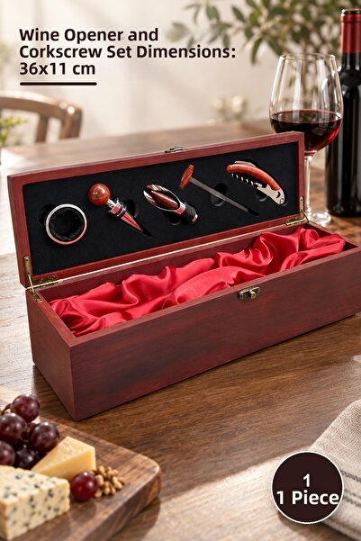 Yenilig 1 Piece Wooden Boxed Wine Rack and Corkscrew Set – Wine Opener Corksc...