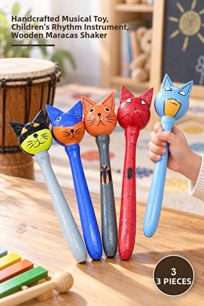 Yenilig 3-Piece Wooden Maracas Set – Hand-Playable Musical Toy, Children's Rh...