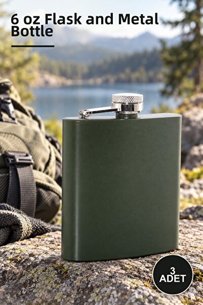 Yenilig 3 Stainless Steel Flasks – 6 oz Single Flask and Metal Bottle